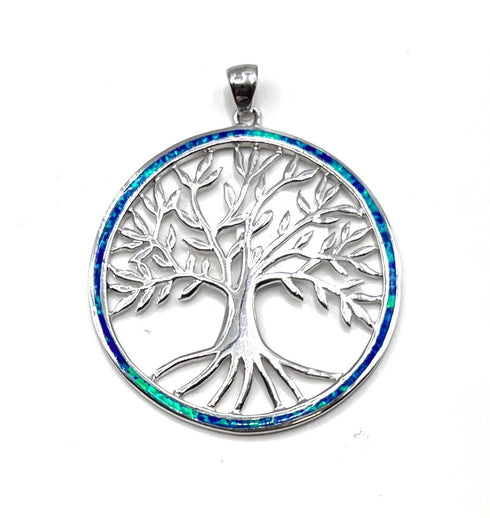 Sterling Silver with Opal Tree of Life Pendant